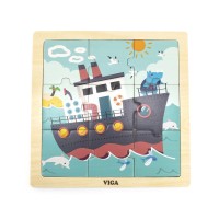 Dřevěné puzzle pro nejmenší Viga 9 ks Loď - Barva: Multicolor 