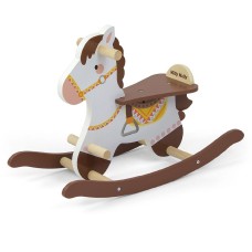 Dřevěný houpací koník s opěradlem Milly Mally Lucky 18 hnědý - Barva: Hnědá 